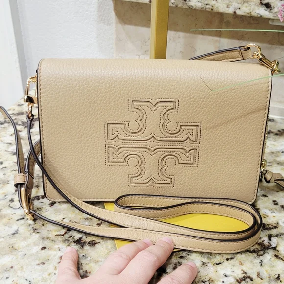 Tory Burch Light Brown Harper Flap Crossbody Bag - Picture 7 of 9
